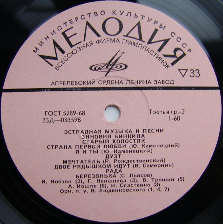 Зиновий БИНКИН. Эстрадная музыка и песни