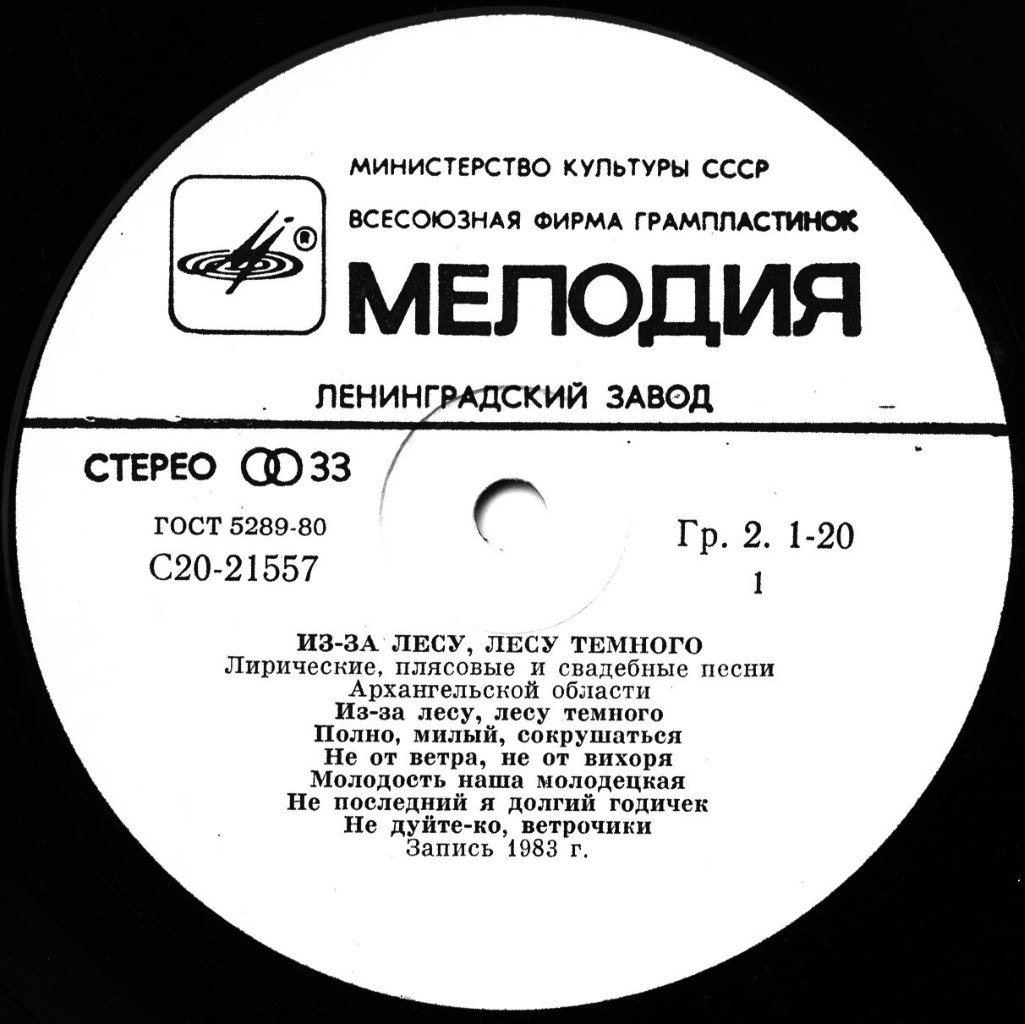 Из-за лесу, лесу тёмного. Лирические, плясовые и свадебные песни Архангельской области