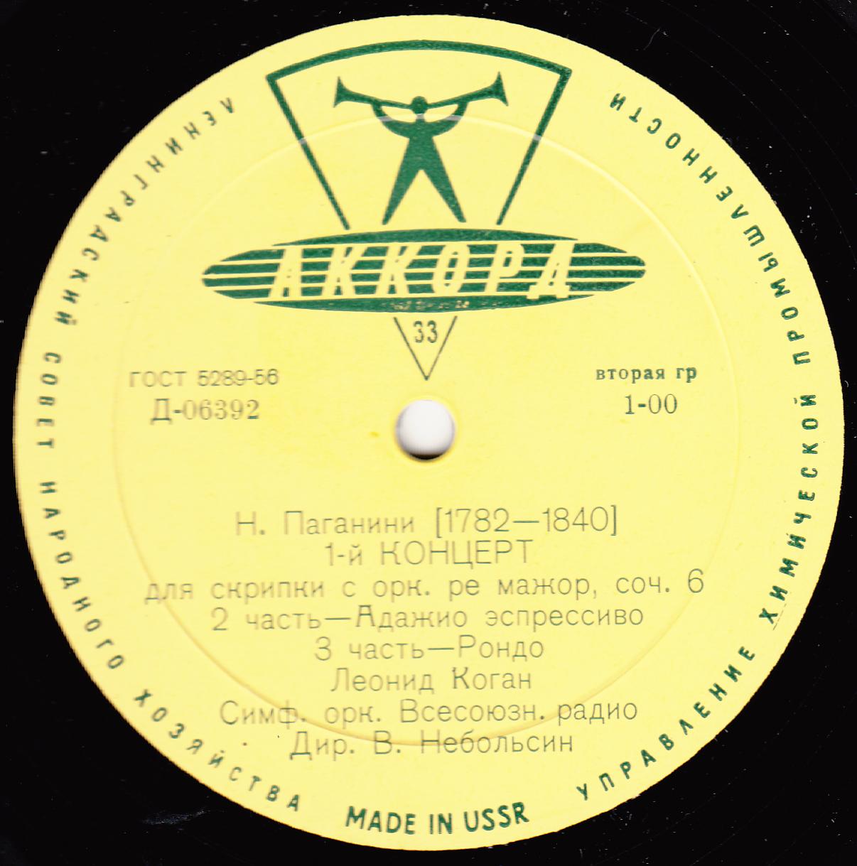 Н. ПАГАНИНИ: Концерт № 1 для скрипки с оркестром (Л. Коган)