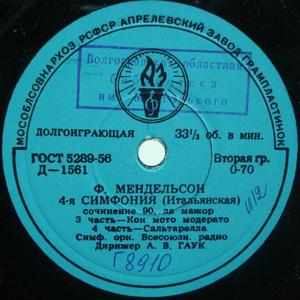 Ф. МЕНДЕЛЬСОН (1809–1847) Симфония №4 «Итальянская» ля мажор, соч. 90 (А. Гаук)