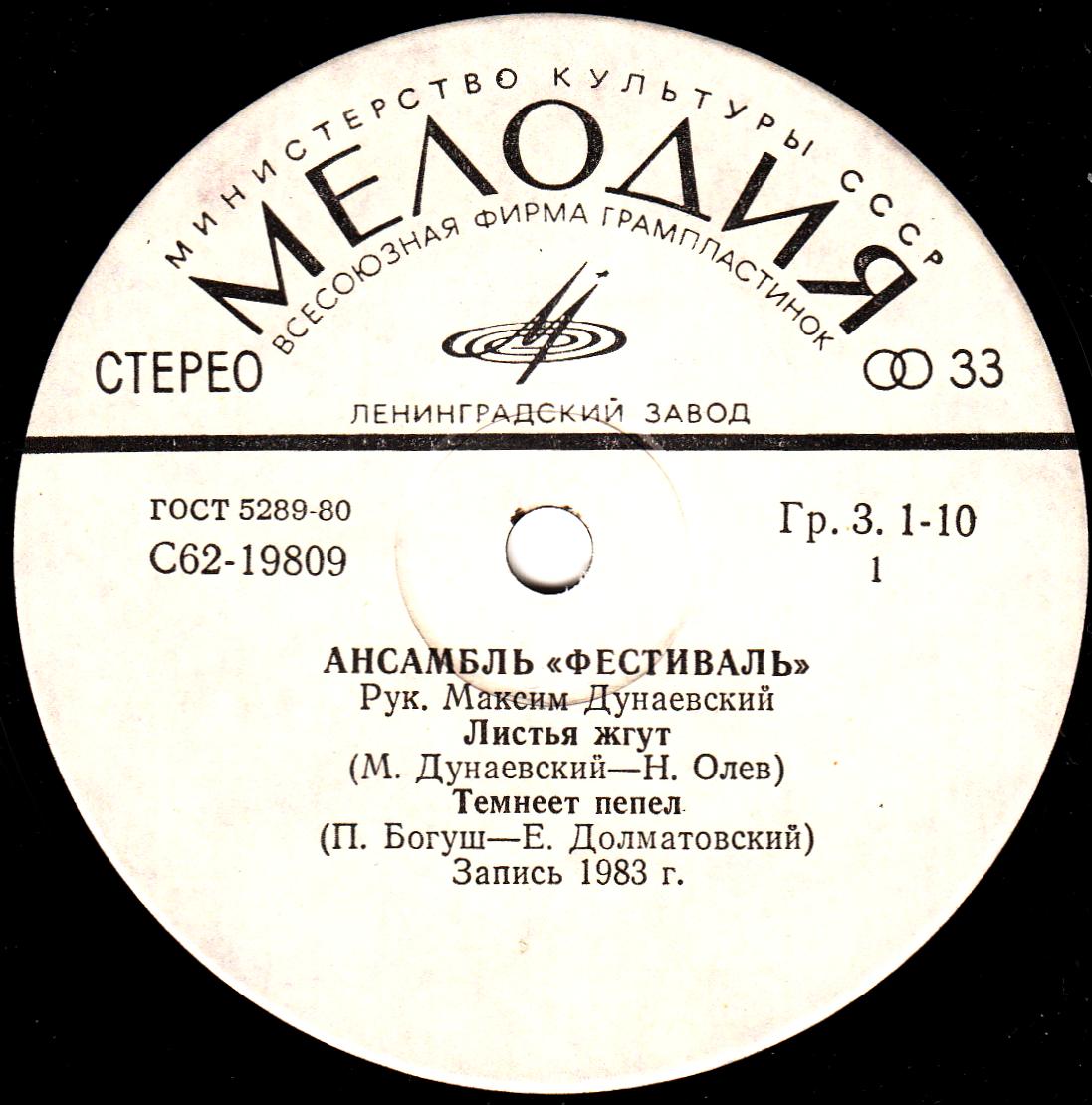 АНСАМБЛЬ «ФЕСТИВАЛЬ», рук. М. Дунаевский