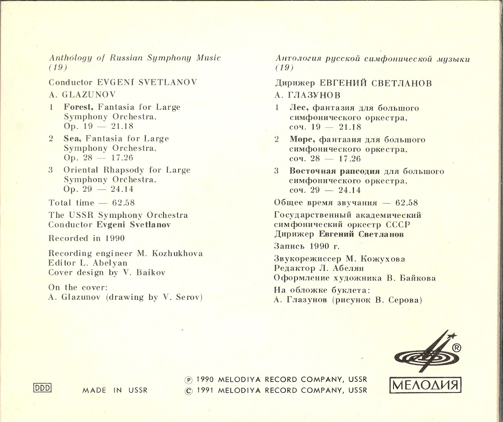 А. ГЛАЗУНОВ. Лес / Море / Восточная рапсодия. "Антология русской симфонической музыки. Дирижер Е. Светланов" (19)