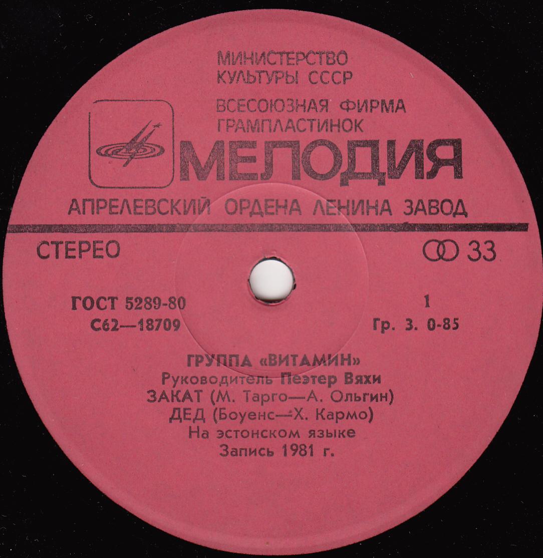 Группа «ВИТАМИН», руководитель Пеэтер Вяхи