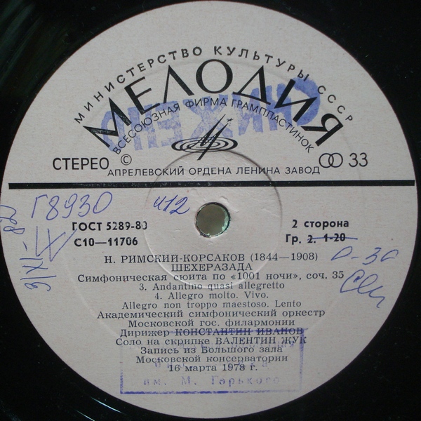 Н. РИМСКИЙ-КОРСАКОВ (1844–1908) «Шехеразада», симфоническая сюита по «1001 ночи», соч. 35 — К. Иванов