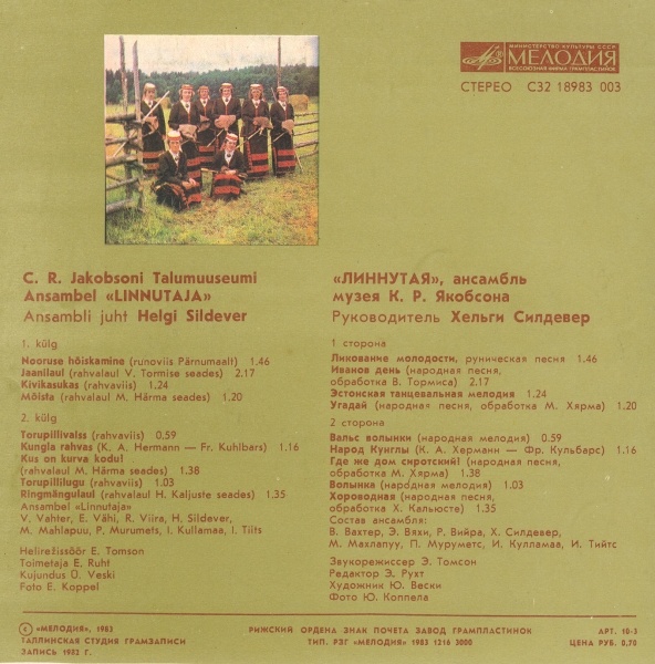 АНСАМБЛЬ «ЛИННУТАЯ» музея К. Р. Якобсона, рук. Хелги Силдевер.
