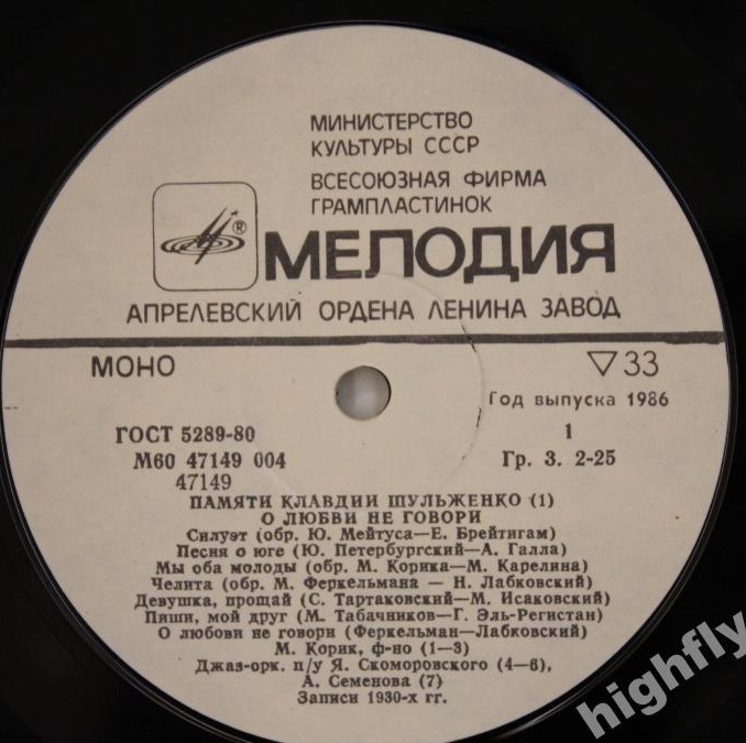 ПАМЯТИ КЛАВДИИ ШУЛЬЖЕНКО (1). «О любви не говори»