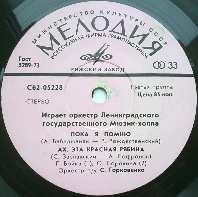 Играет оркестр Ленинградского государственного Мюзик-холла, п/у С.Горковенко