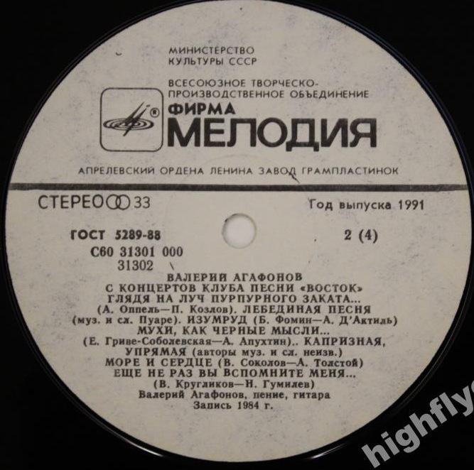АГАФОНОВ Валерий. «С концертов клуба песни «Восток»