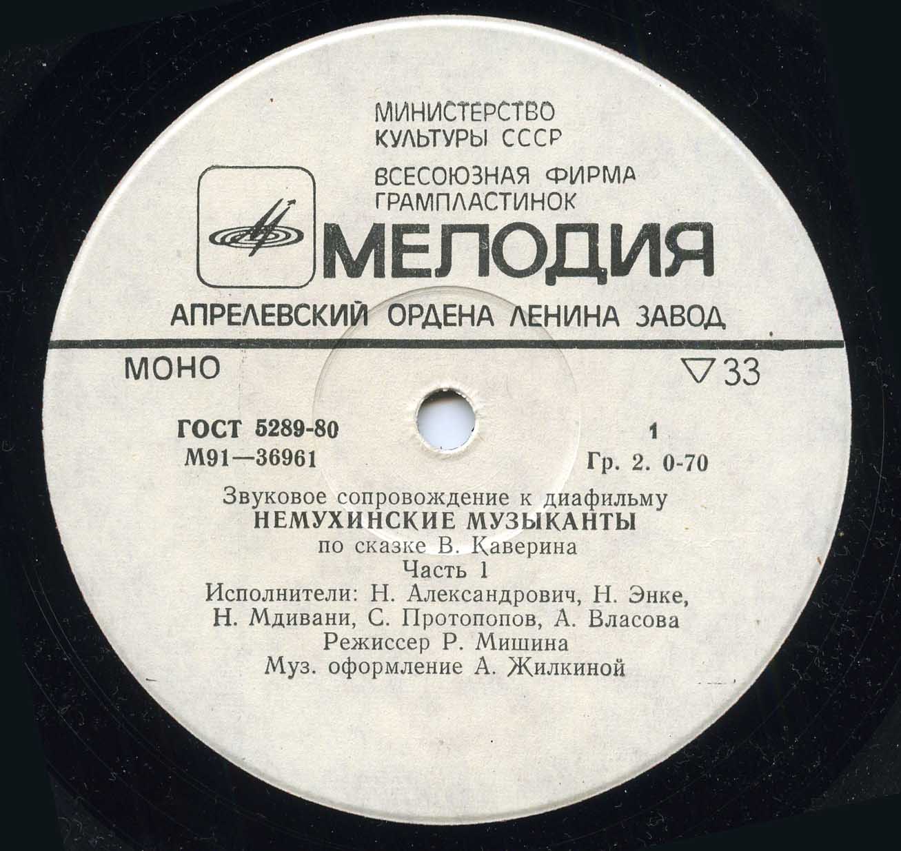 Звуковое сопровождение к диафильму "НЕМУХИНСКИЕ МУЗЫКАНТЫ"