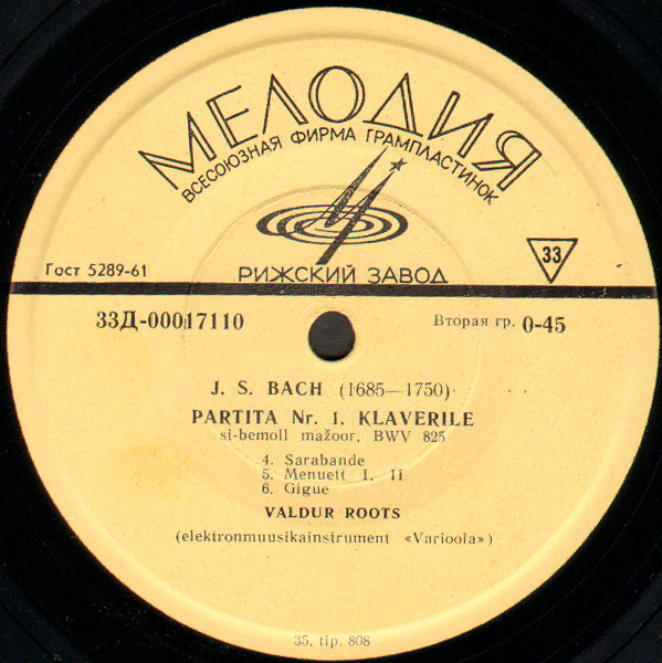 И. С. БАХ (1685-1750) Партита №1 (в исп. на электромуз. инструменте "Вариола")