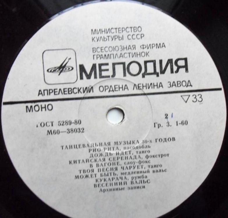 Танцевальная музыка 30-х годов