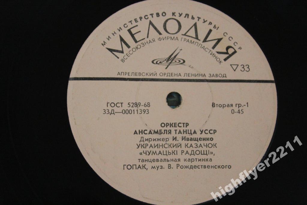 ОРКЕСТР АНСАМБЛЯ ТАНЦА УССР. Дирижер И. Иващенко