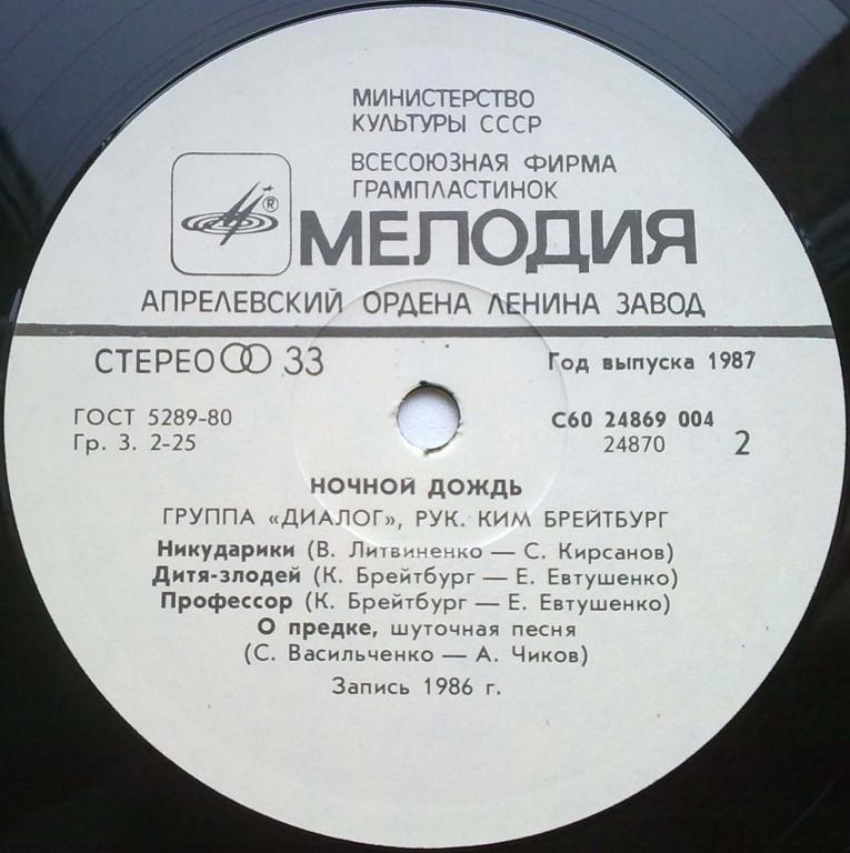 Группа «Диалог». Ночной дождь