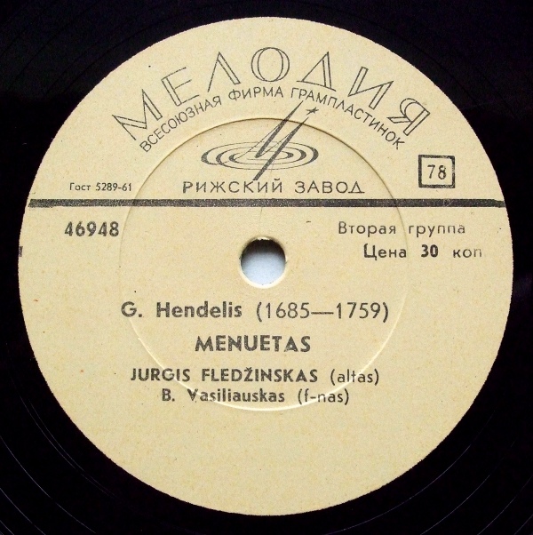 Jurgis Fledžinskas (altas) – A. Korelis. Adagio / G. Hendelis. Menuetas