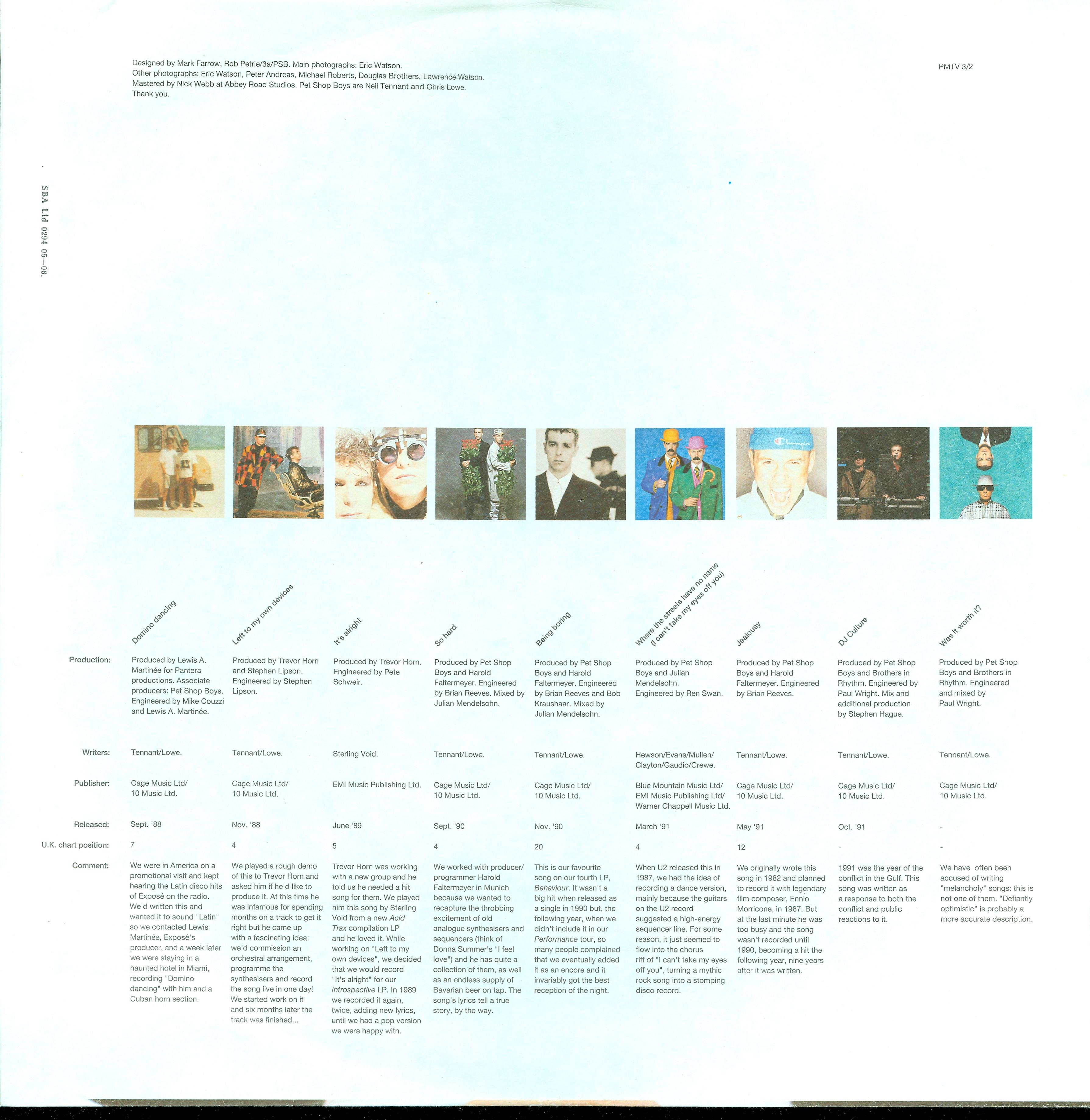 PET SHOP BOYS. Discography. The Complete Singles Collection (1993) 2LP
