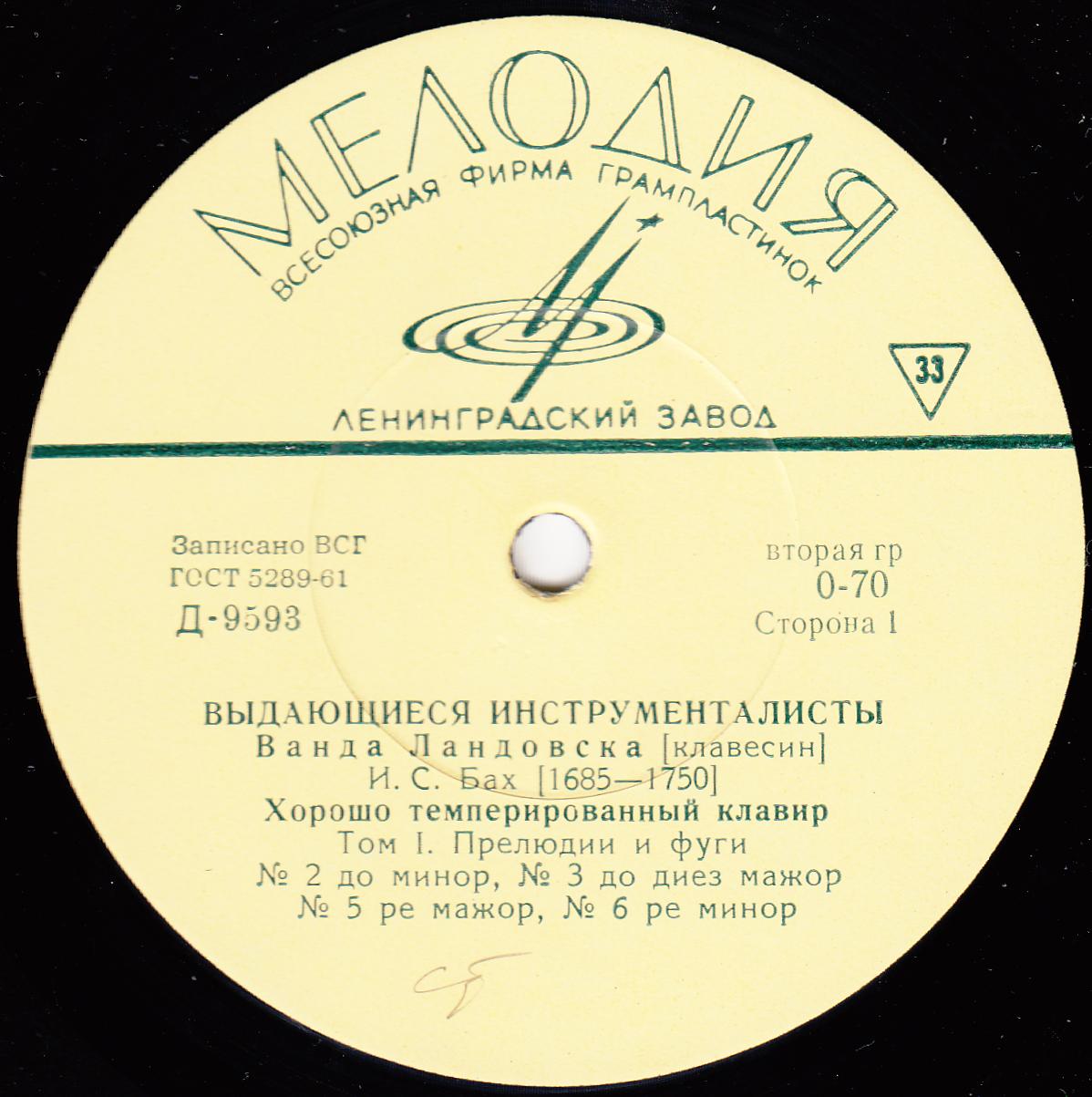 Ванда ЛАНДОВСКА (клавесин, 1879–1959) «И. С. Бах. Хорошо темперированный клавир. Том I» [Выдающиеся инструменталисты]