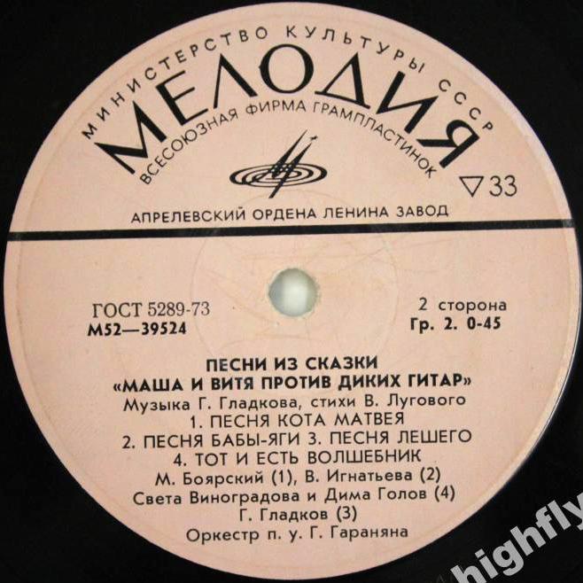 Песни из сказки «Маша и Витя против Диких Гитар»