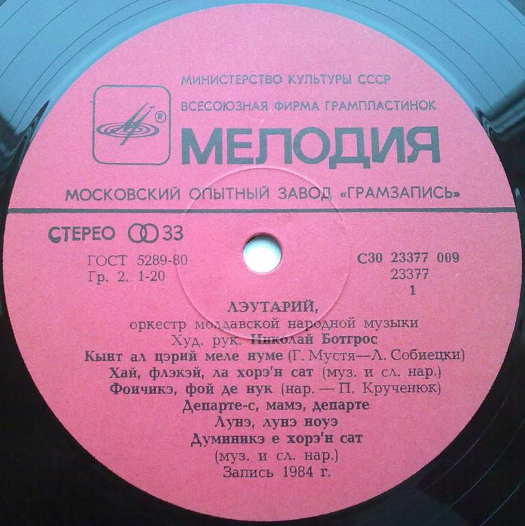 ОРКЕСТР МОЛДАВСКОЙ НАР. МУЗЫКИ «ЛЭУТАРИЙ», худ. рук. Николай Ботгрос. «Под сенью старого дома»: