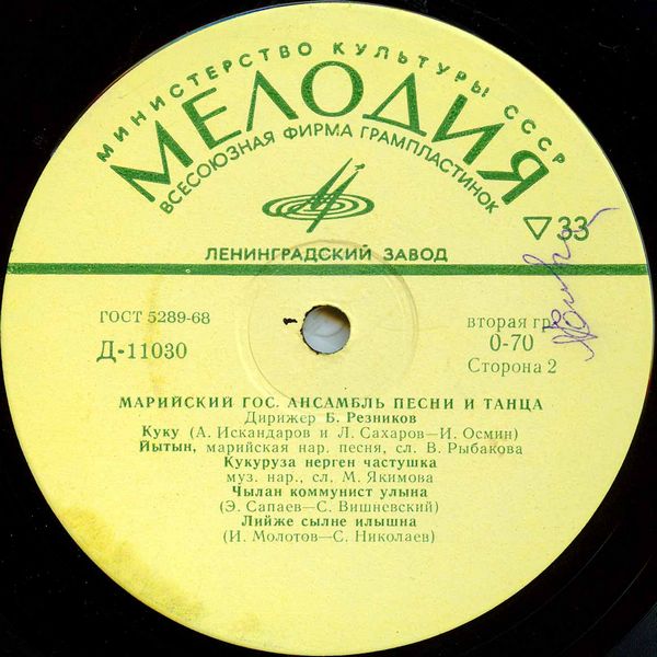 МАРИЙСКИЙ ГОС. АНСАМБЛЬ ПЕСНИ И ТАНЦА, дир. Б. Резников