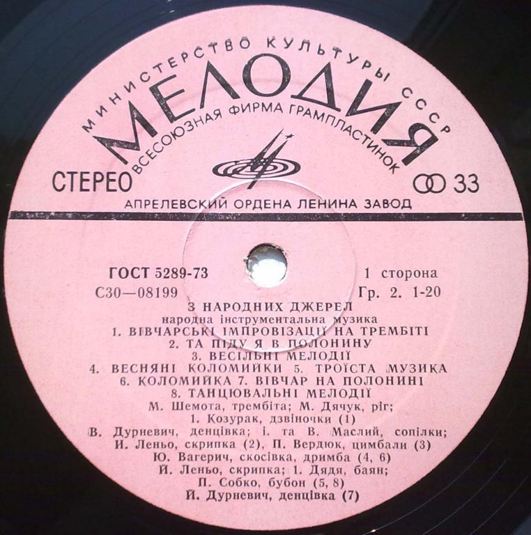 «З НАРОДНИХ ДЖЕРЕЛ» (нар. инструментальная музыка).