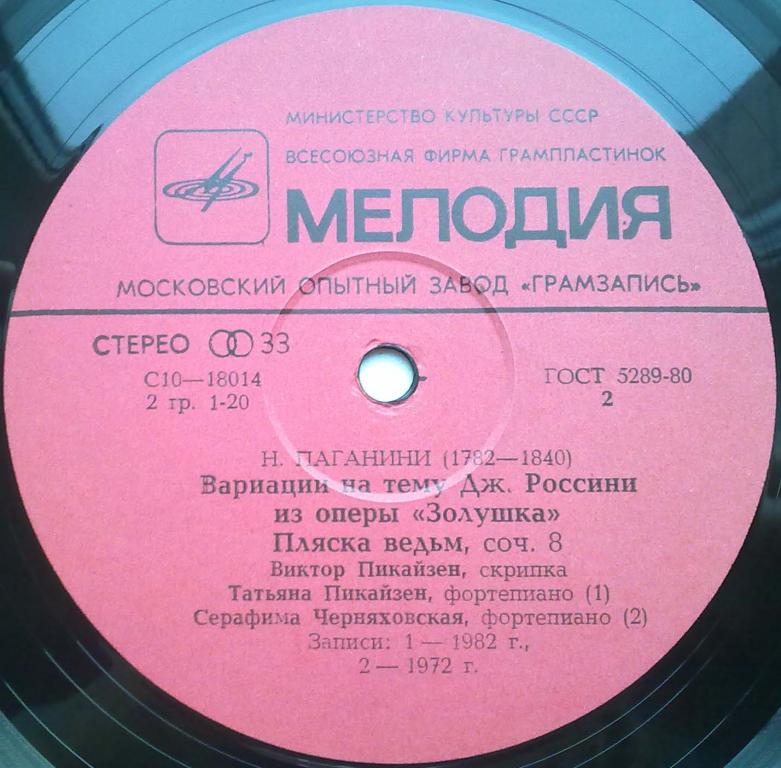 Н.ПАГАНИНИ (1782-1840) «Вариации для скрипки и фортепиано». Виктор Пикайзен (скрипка)