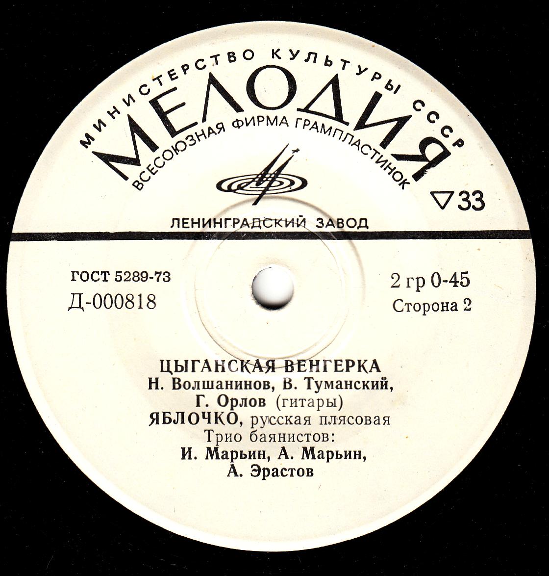 Плясовые мелодии: Барыня, Лезгинка, Цыганская венгерка, Яблочко