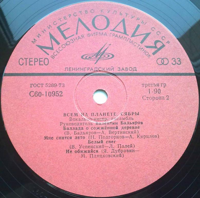 ВИА «СЯБРЫ», рук. Валентин Бадьяров. «Всем на планете»
