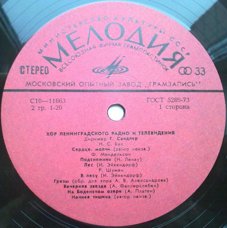 ХОР ЛЕНИНГРАДСКОГО ТЕЛЕВИДЕНИЯ И РАДИО, дирижер Григорий Сандлер.