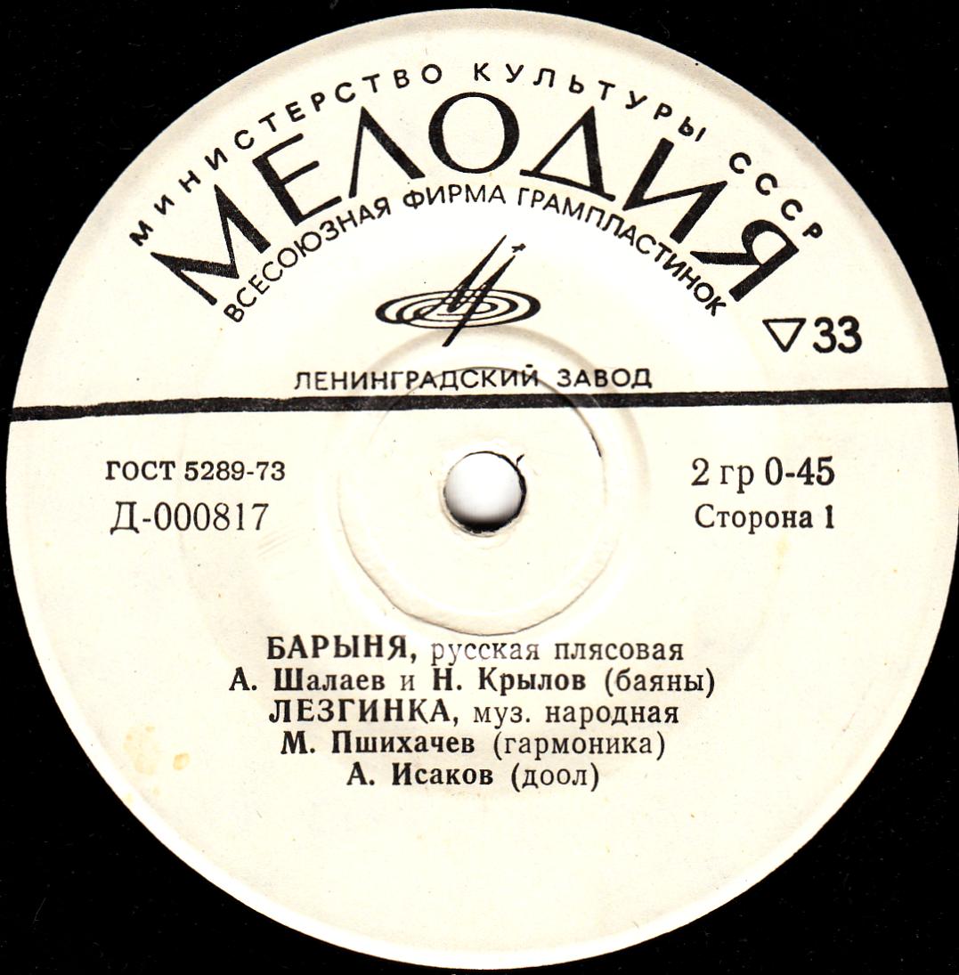 Плясовые мелодии: Барыня, Лезгинка, Цыганская венгерка, Яблочко