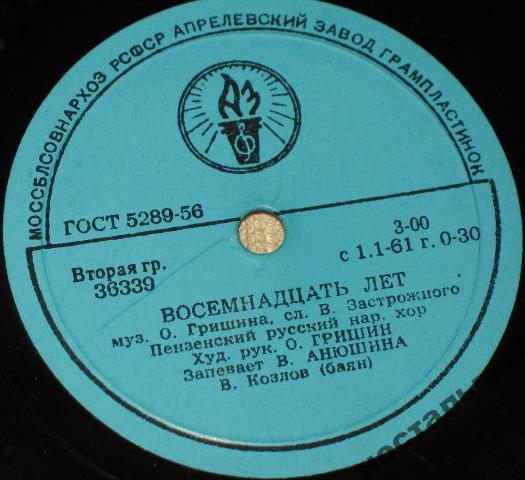 Пензенский русский нар. хор — Восемнадцать лет / Край наш пензенский
