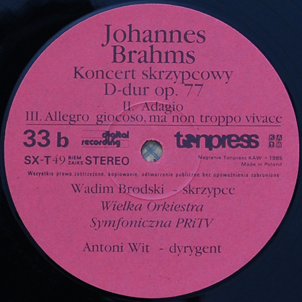 Wadim Brodski -  Johannes Brahms - Koncert skrzypcowy D-dur [по заказу польской фирмы TONPRESS]