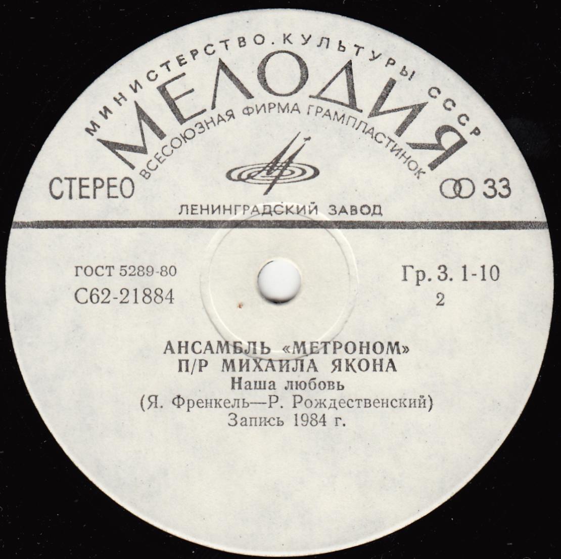 АНСАМБЛЬ «МЕТРОНОМ», рук. Михаил Якон.