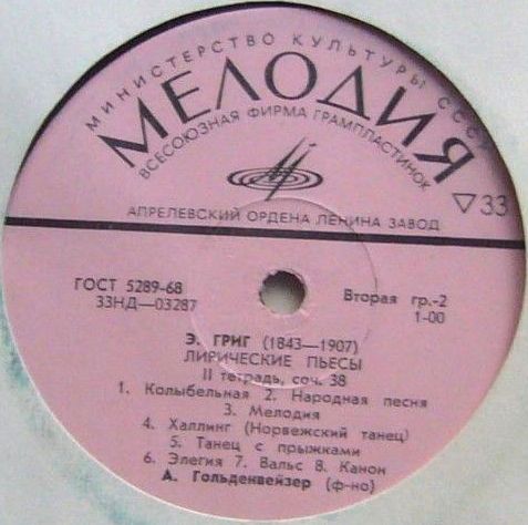 Э. Григ. Лирические пьесы (1-я и 2-я тетради). Играет А. Гольденвейзер, ф-но
