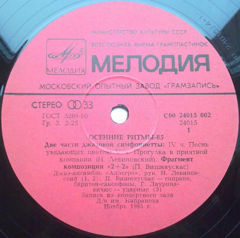ОСЕННИЕ РИТМЫ-85 (Вторая пластинка)