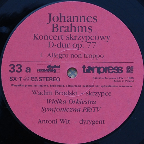 Wadim Brodski -  Johannes Brahms - Koncert skrzypcowy D-dur [по заказу польской фирмы TONPRESS]