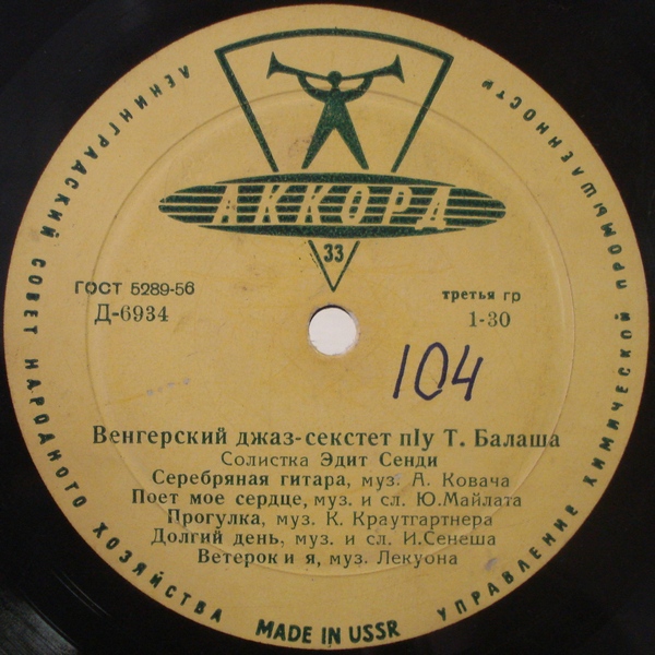 Венгерский джаз-секстет п/у Т. Балаша