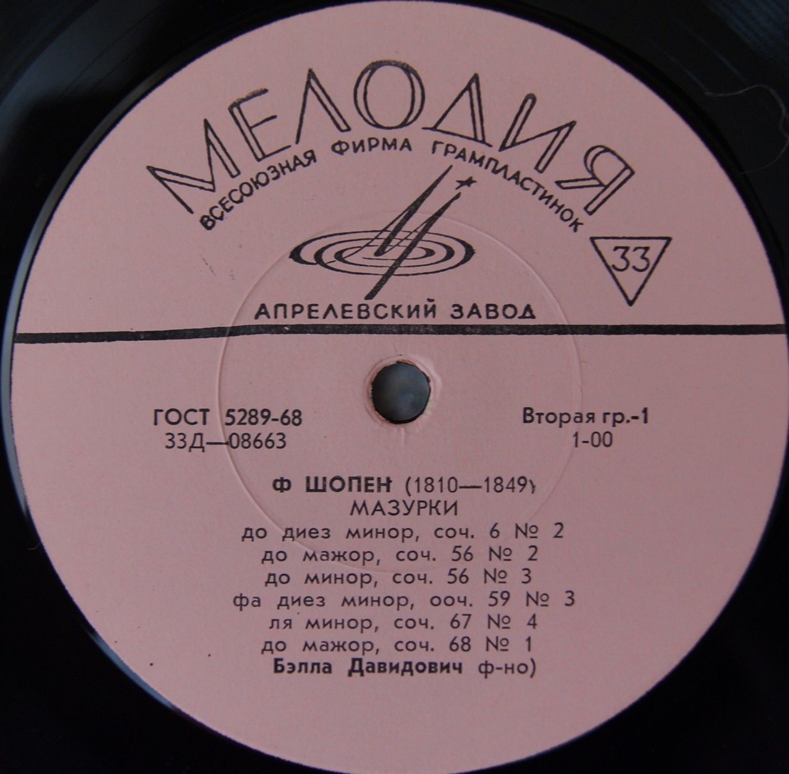 Ф. Шопен. Играет Бэлла Давидович (ф-но)