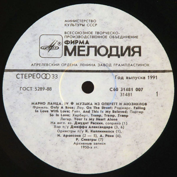 Марио ЛАНЦА. «Всего лишь роза». Музыка из оперетт и мюзиклов (4/4)