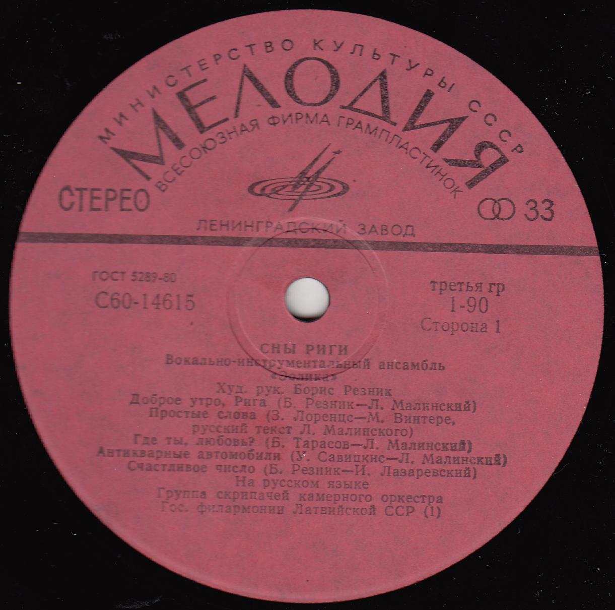 ВИА "Эолика" - Сны Риги