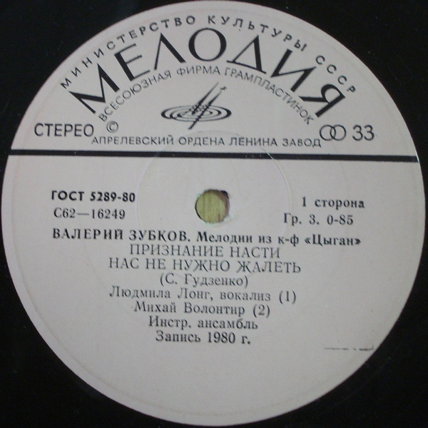 Валерий Зубков (1939–1985). Мелодии из к/ф «Цыган»