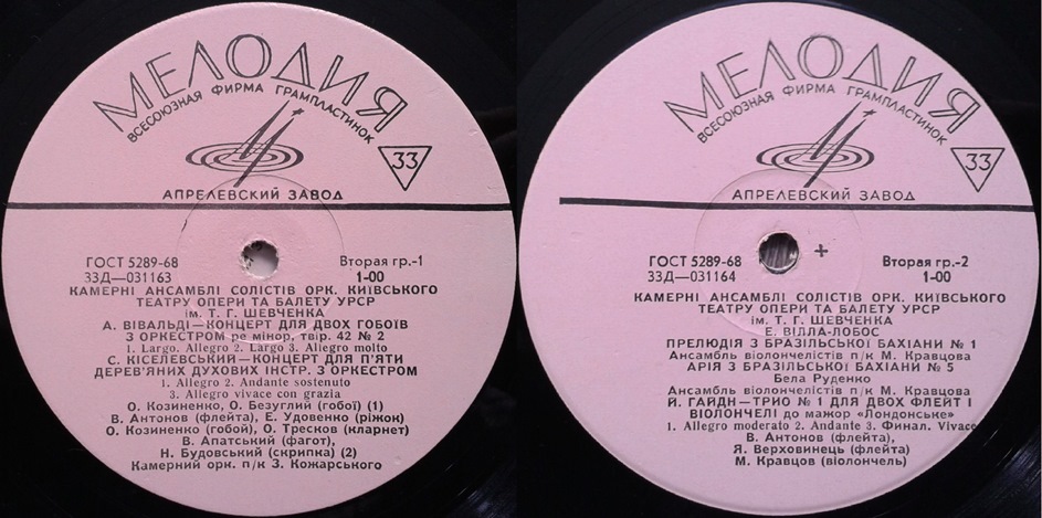 КАМЕРНІ АНСАМБЛІ СОЛІСТІВ ОРКЕСТРУ КИЇВСЬКОГО ТЕАТРУ ОПЕРИ ТА БАЛЕТУ УРСР ім. Т. Г. ШЕВЧЕНКА