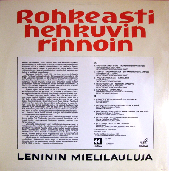 Rohkeasti hehkuvin rinnoin - Leninin mielilauluja  [по заказу финской фирмы KANSAN, KK-42]