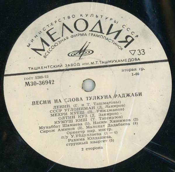 Узбекские народные песни / Песни на стихи Тулкуна Раджаби