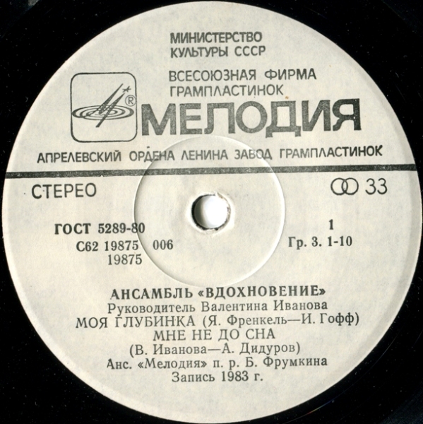 АНСАМБЛЬ "ВДОХНОВЕНИЕ", руководитель Валентина Иванова