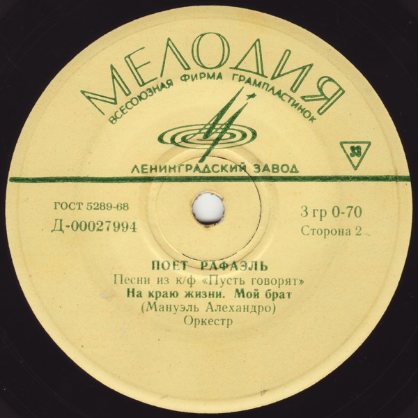 Поёт Рафаэль (Испания). Песни из к/ф «Пусть говорят»