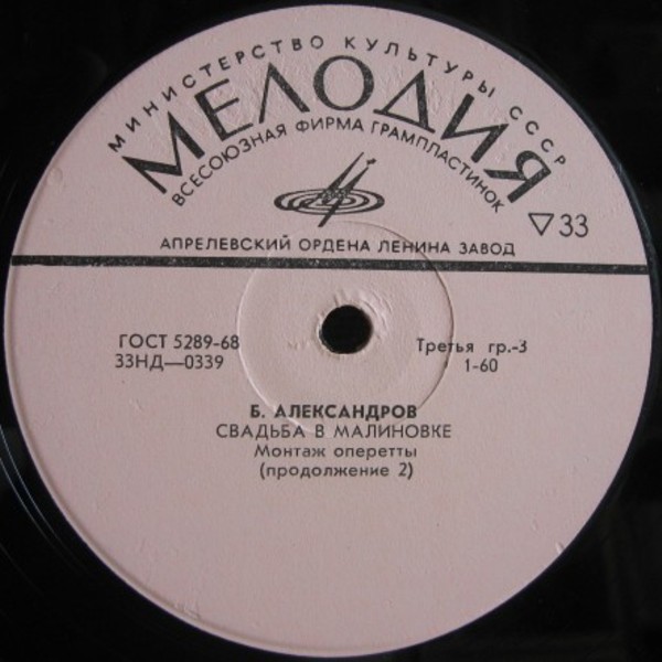 Б. АЛЕКСАНДРОВ (1905–1994): «Свадьба в Малиновке» (монтаж оперетты)