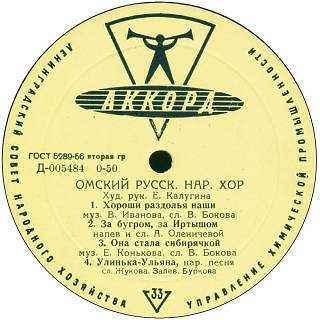 Омский русский народный хор. Худ. рук. Е. Калугина