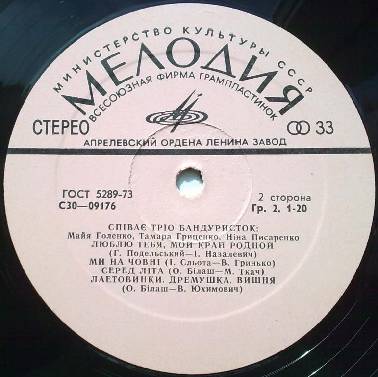 ПОЁТ ТРИО БАНДУРИСТОК: Майя Голенко, Тамара Гриценко, Нина Писаренко (Співає тріо бандуристок) - на украинском языке