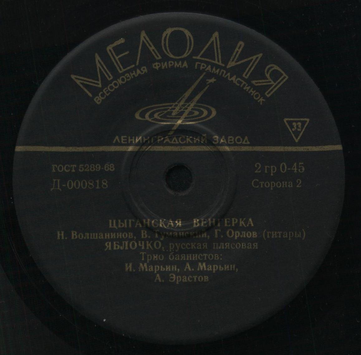 Плясовые мелодии: Барыня, Лезгинка, Цыганская венгерка, Яблочко