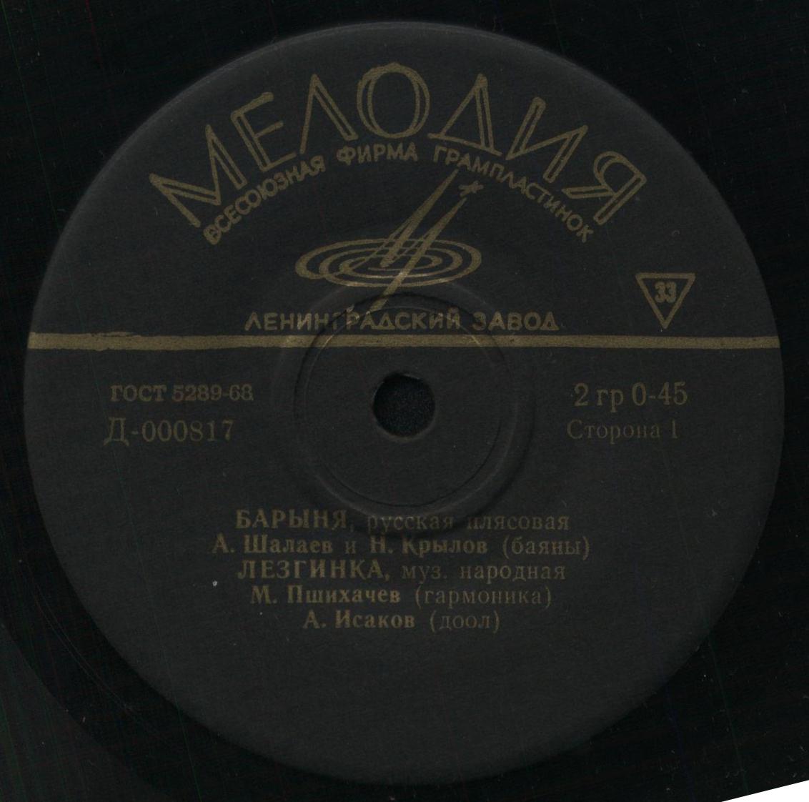 Плясовые мелодии: Барыня, Лезгинка, Цыганская венгерка, Яблочко